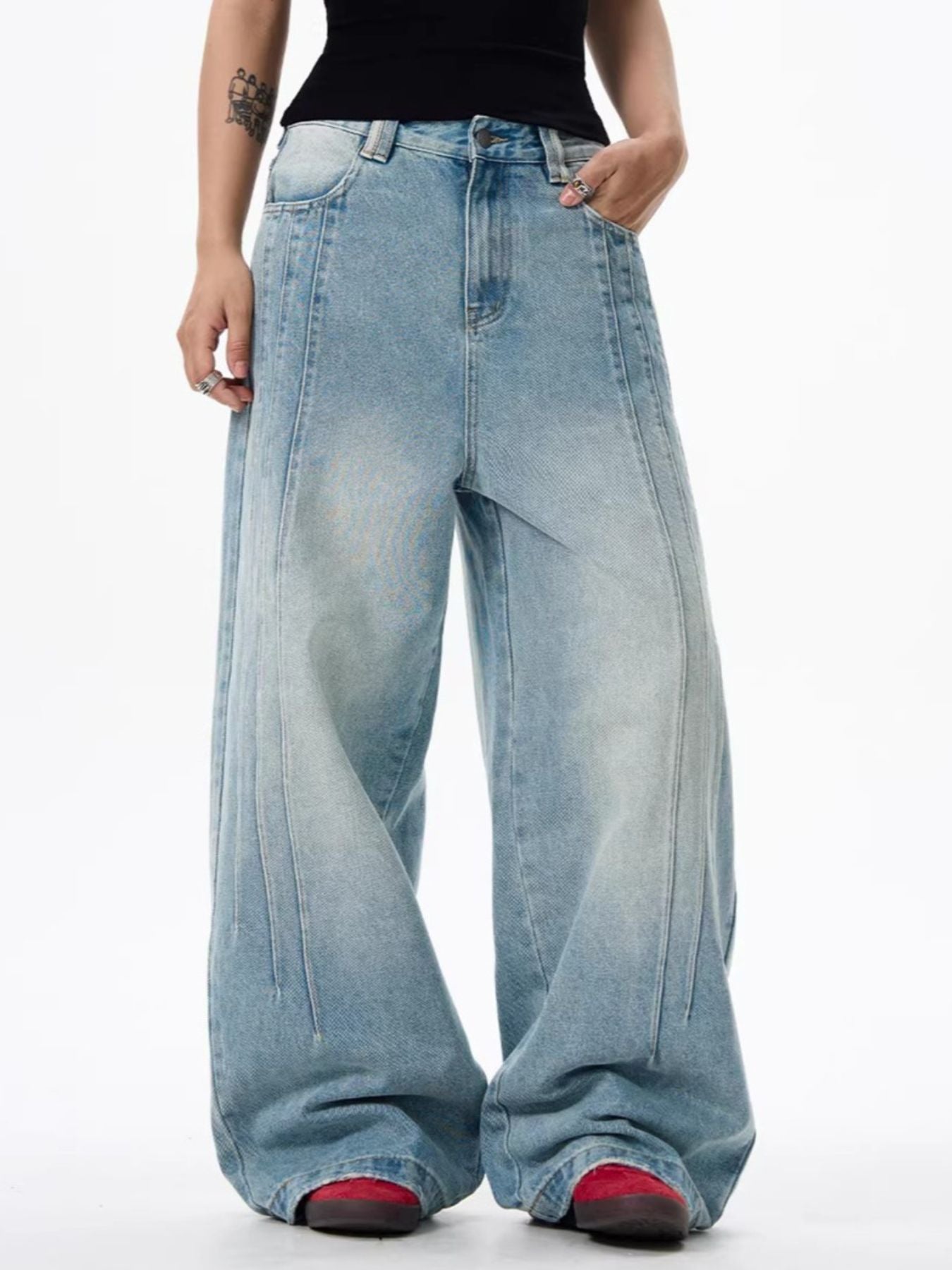 Men's Full Size Wide Leg Washed Jeans Plus Size - URBANPICK FASHION