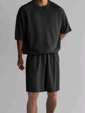 Men's Full Size Round Neck Top and Shorts Set Plus Size - URBANPICK FASHION