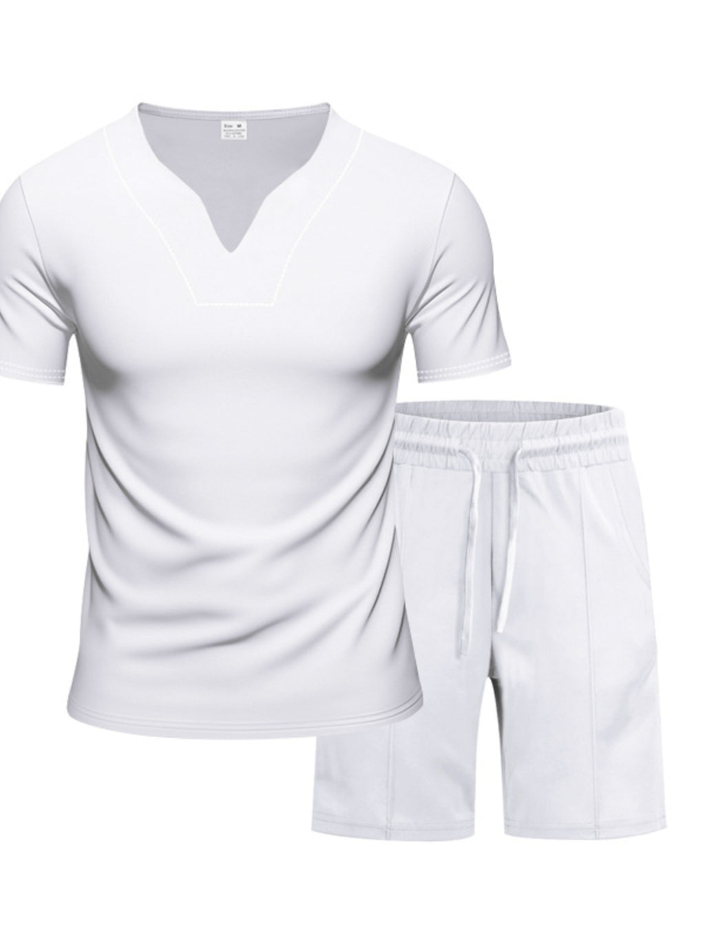 Men's Full Size V-Neck Short Sleeve T-Shirt and Shorts Set Plus Size - URBANPICK FASHION