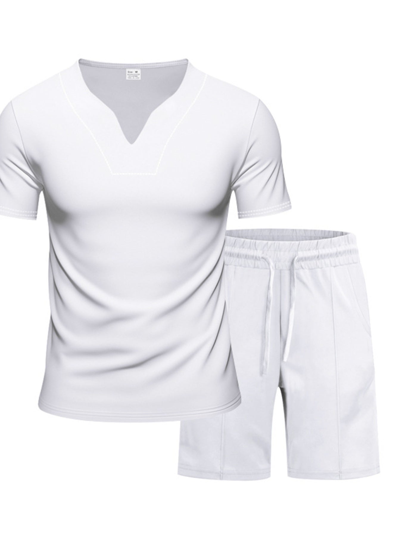 Men's Full Size V-Neck Short Sleeve T-Shirt and Shorts Set Plus Size - URBANPICK FASHION