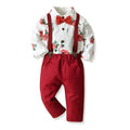 Floral Print Long Sleeve Shirt and Overalls Set - URBANPICK FASHION