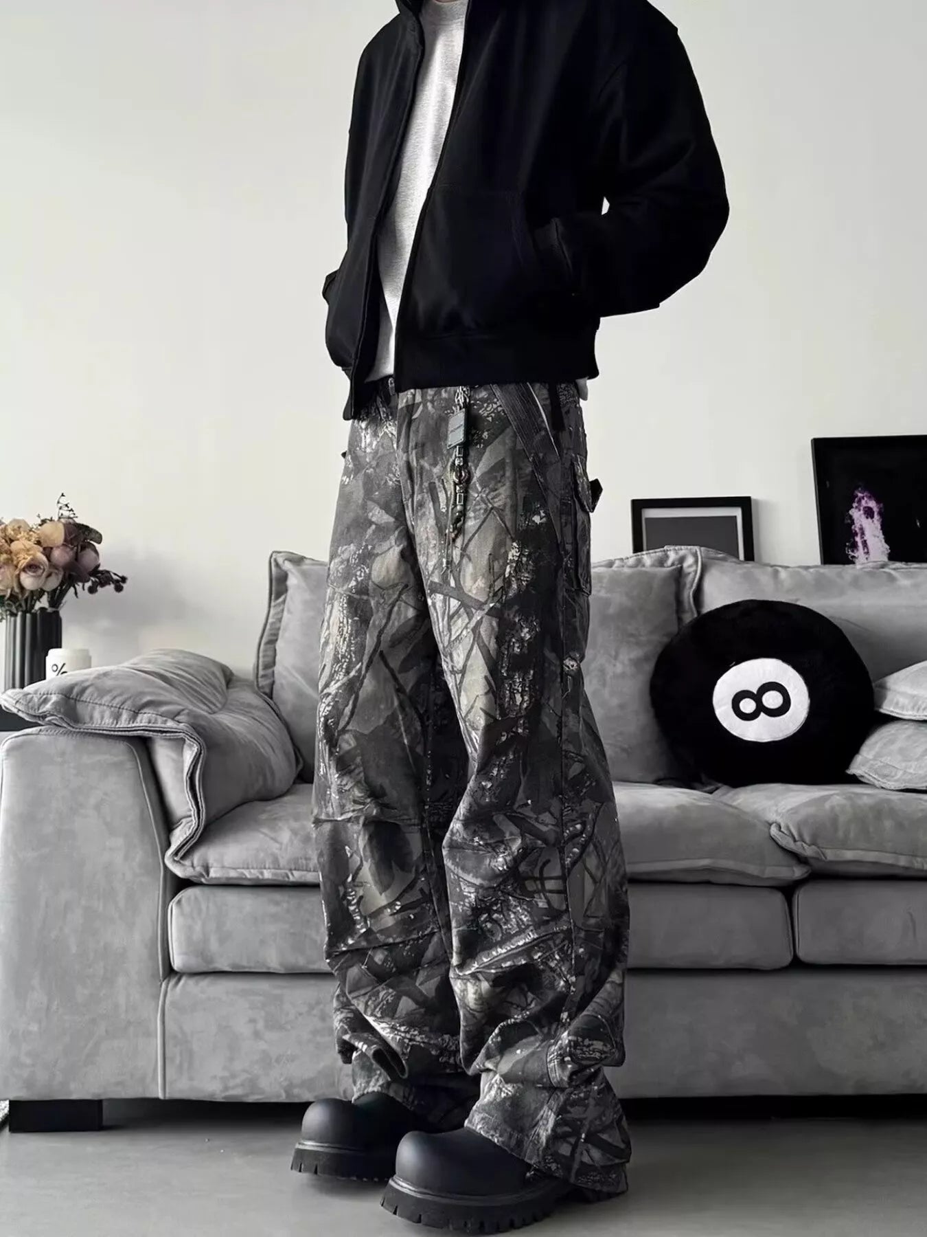Men's Full Size Camo Print Relaxed Fit Jeans Plus Size - URBANPICK FASHION