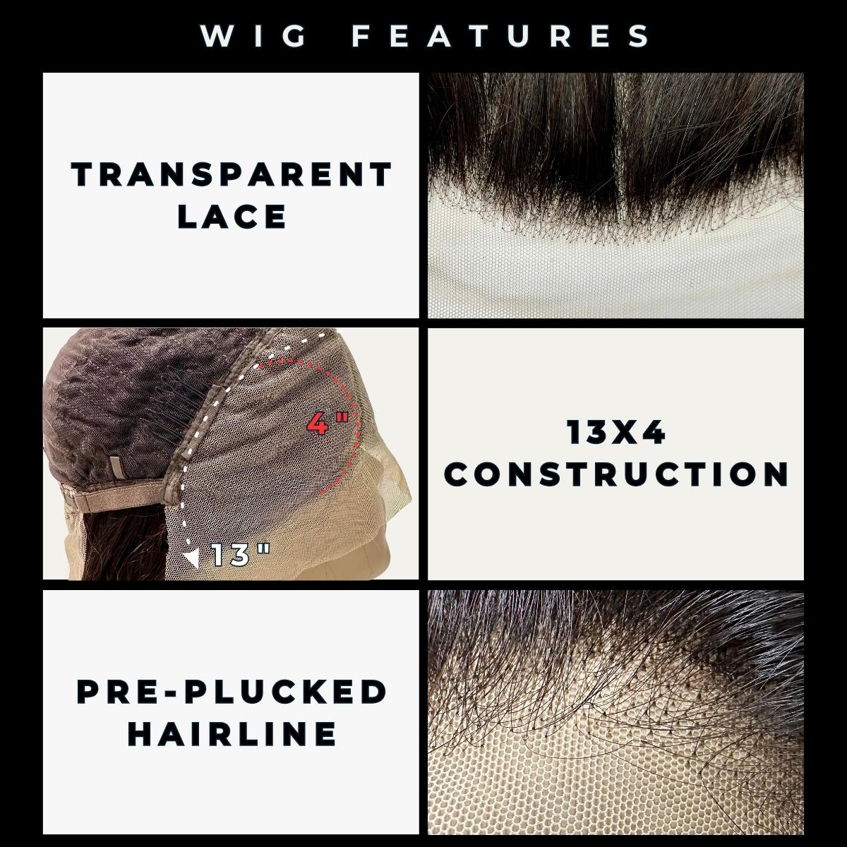 Cinnamon 13x4 Transparent Lace Front 100% Human Hair Bob Wig - URBANPICK FASHION