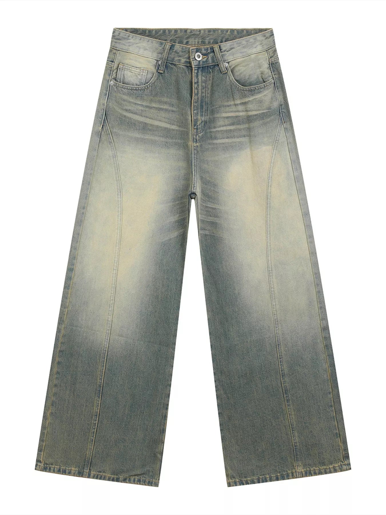 Men's Vintage Wash Wide Leg Jeans - URBANPICK FASHION