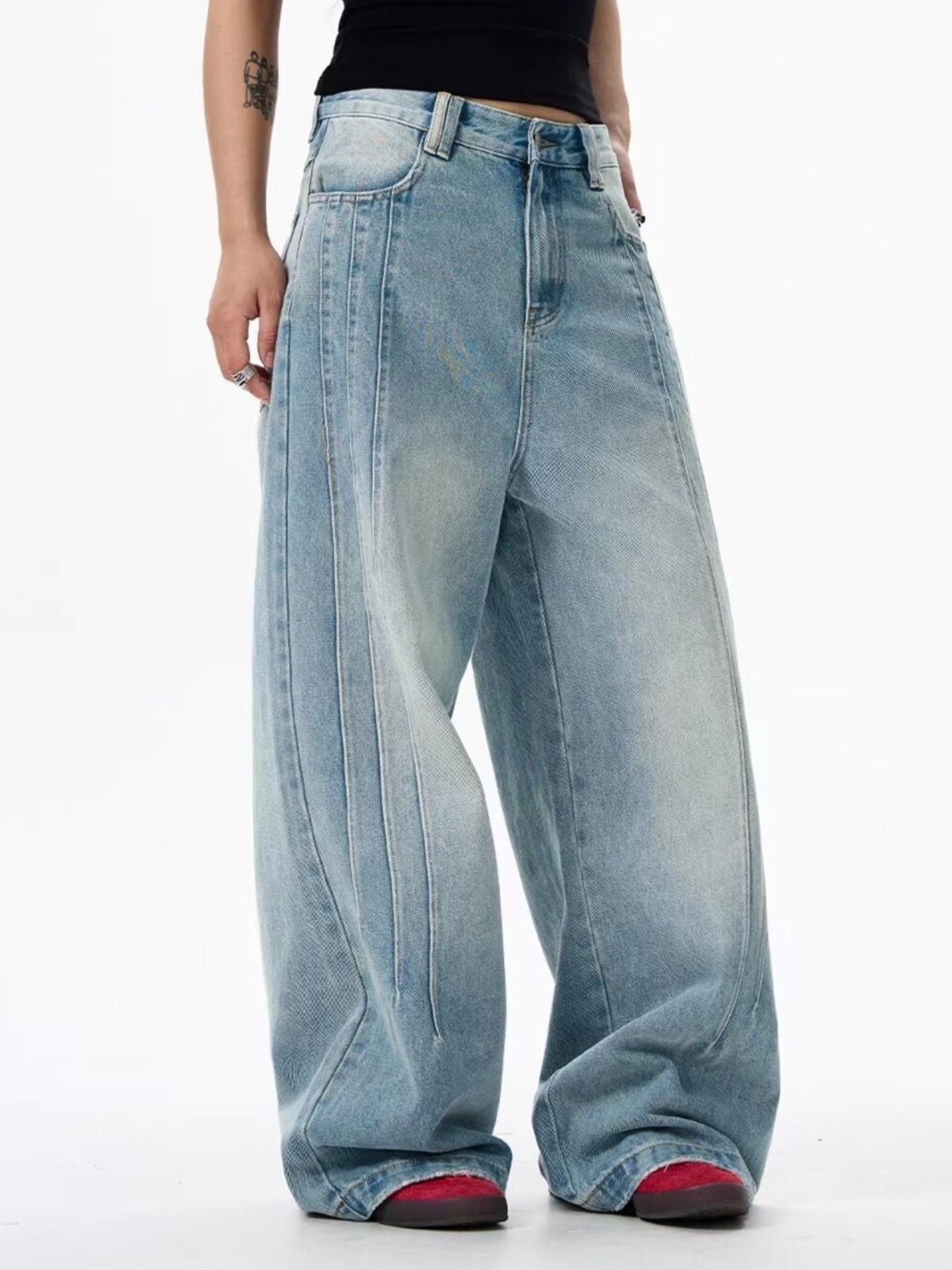 Men's Full Size Wide Leg Washed Jeans Plus Size - URBANPICK FASHION