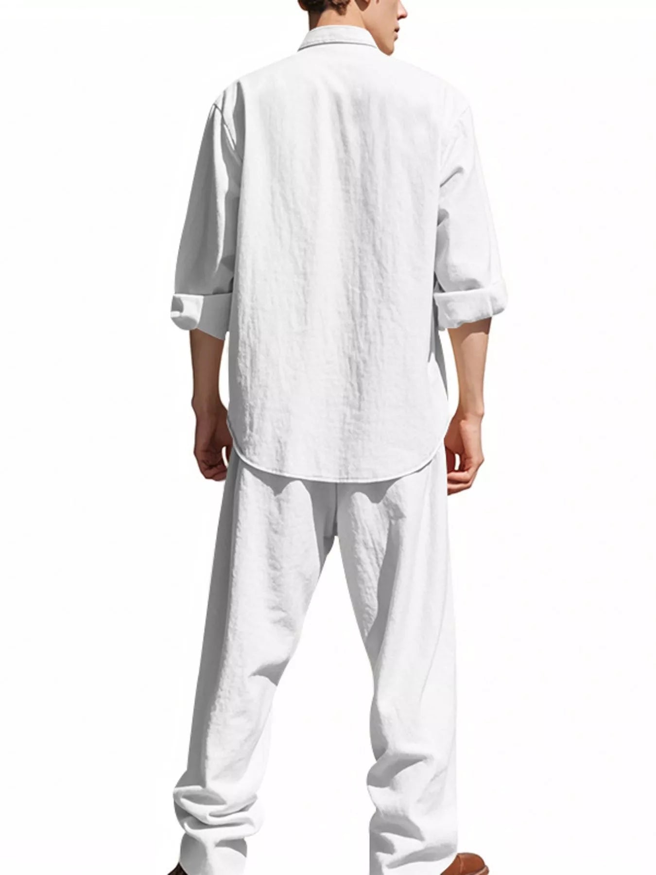 Men's Full Size Casual Button Up Shirt and Pants Plus Size - URBANPICK FASHION