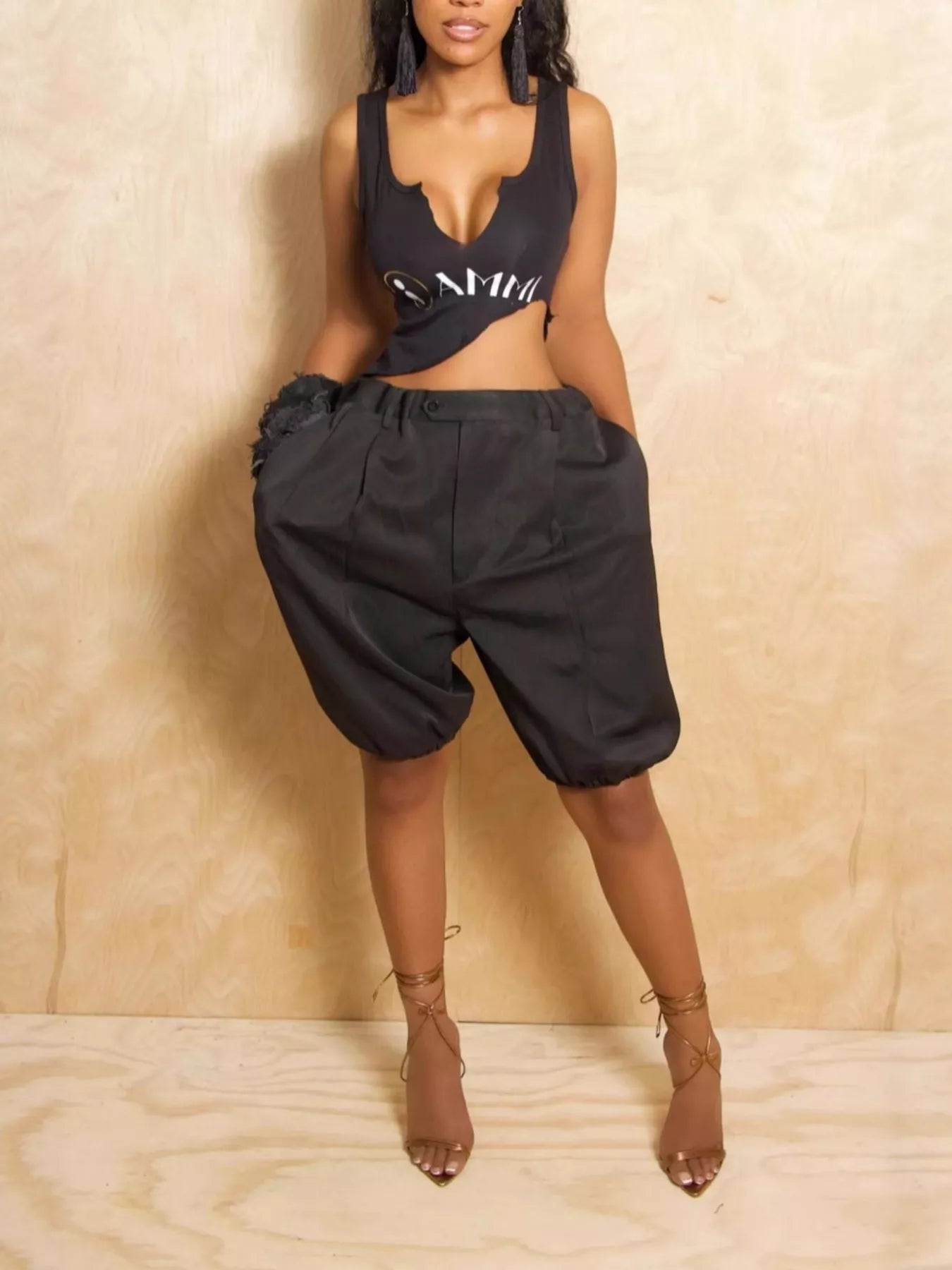 Pleated Detail High Waist Shorts - URBANPICK FASHION