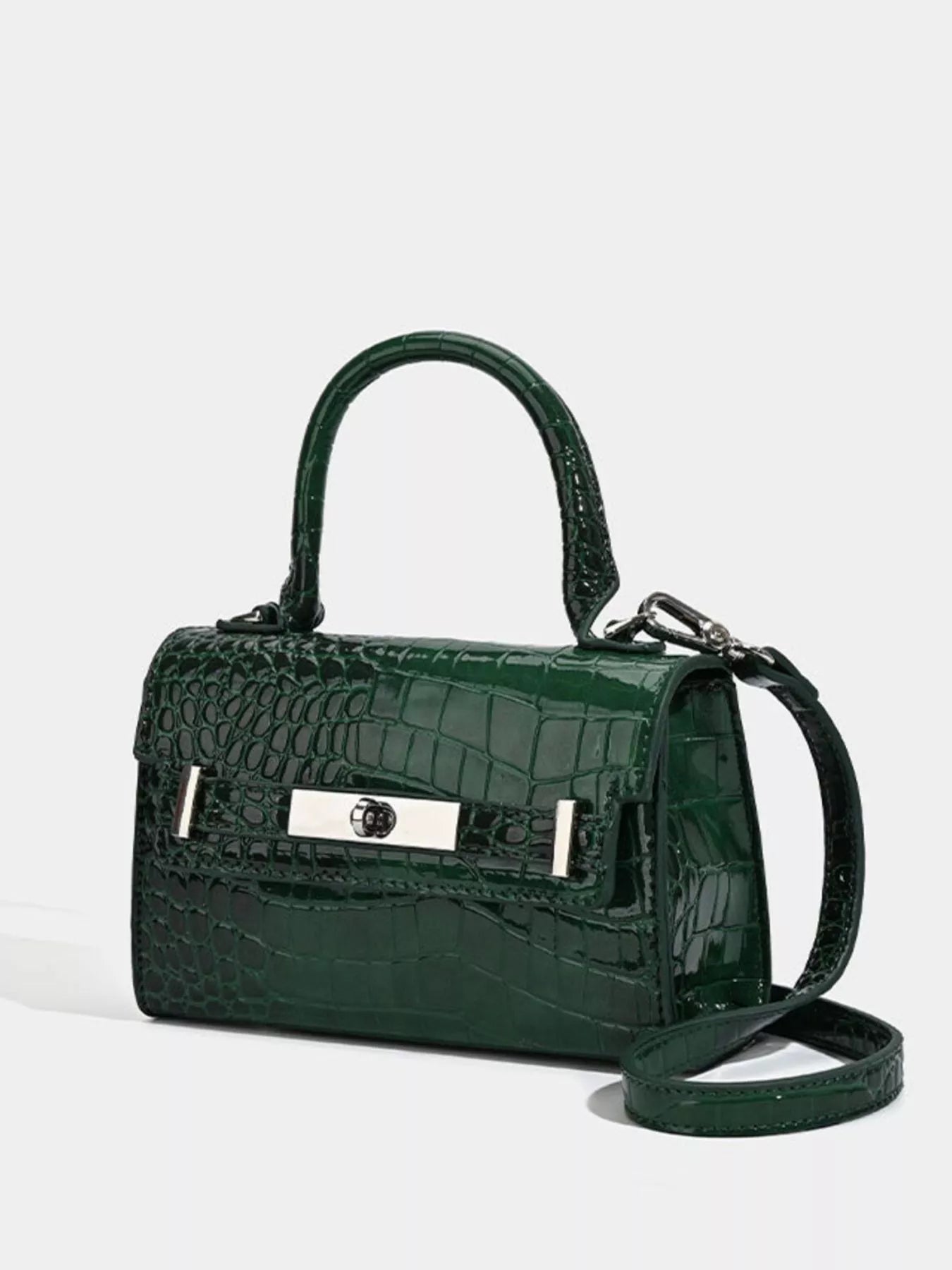 Croc-Embossed Top Handle Handbag - URBANPICK FASHION