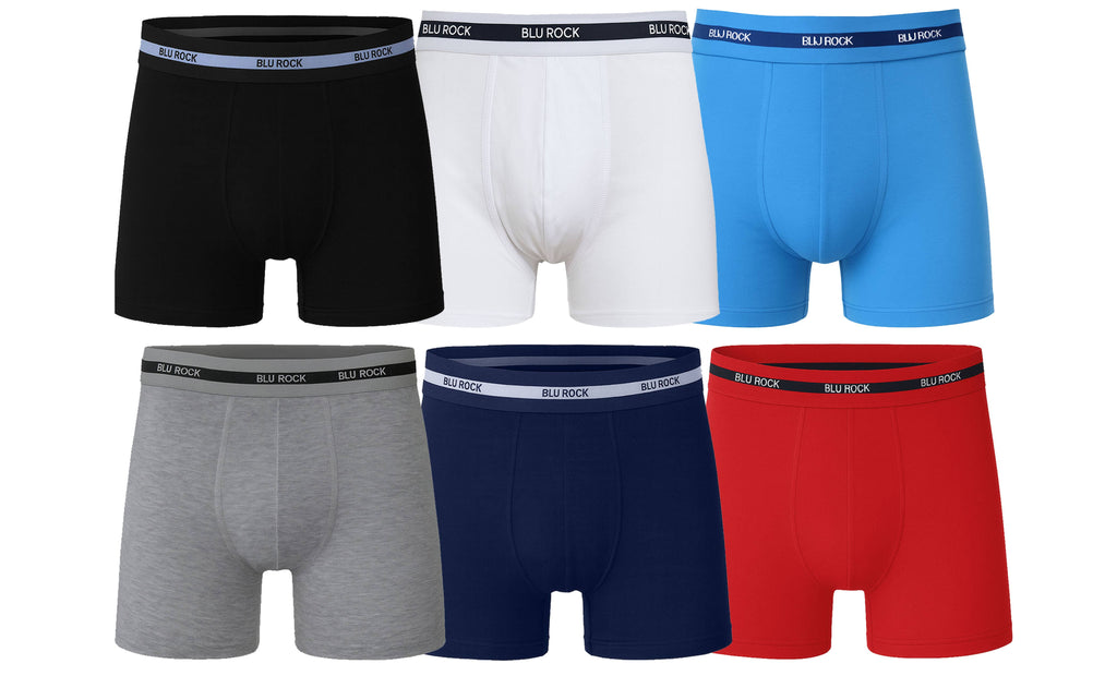 Men's 8-Pack Cotton Stretch Boxer Briefs (S-2XL): Charcoal/Navy/Black/Aqua/Red/Heather Grey / XL