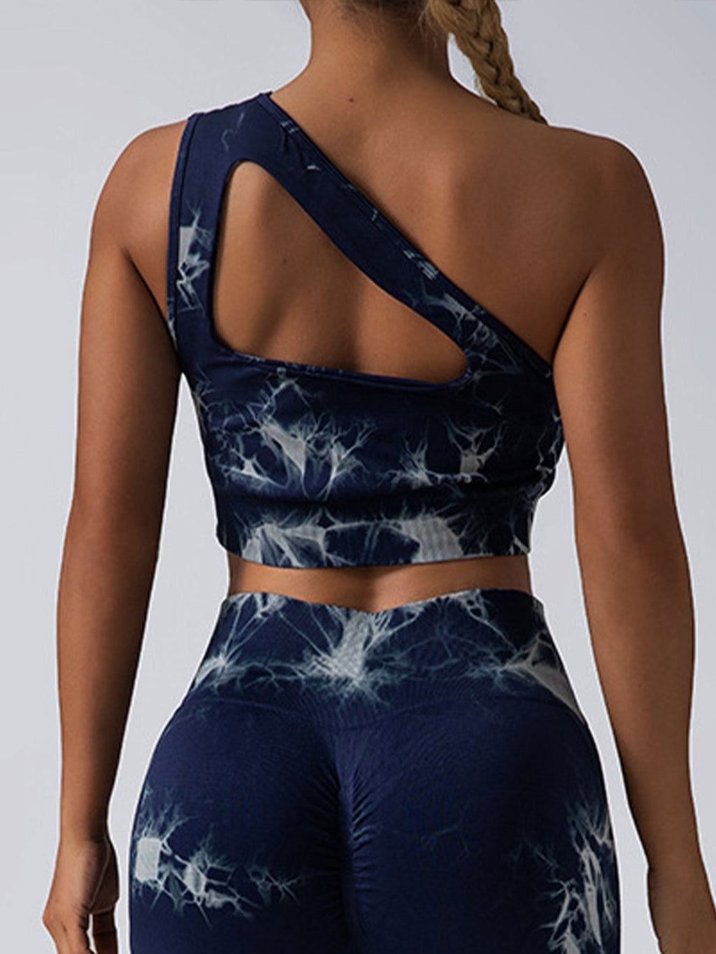 Seamless One-Shoulder Bra & Scrunch Leggings Set - High Waisted Yoga Pants - URBANPICK FASHION