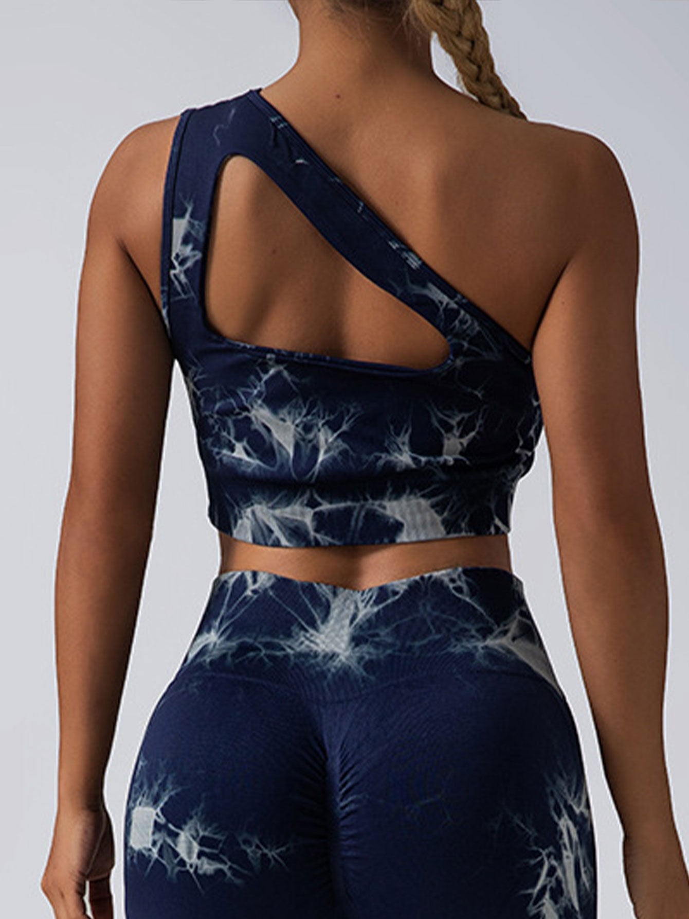 Seamless One-Shoulder Bra & Scrunch Leggings Set - High Waisted Yoga Pants - URBANPICK FASHION