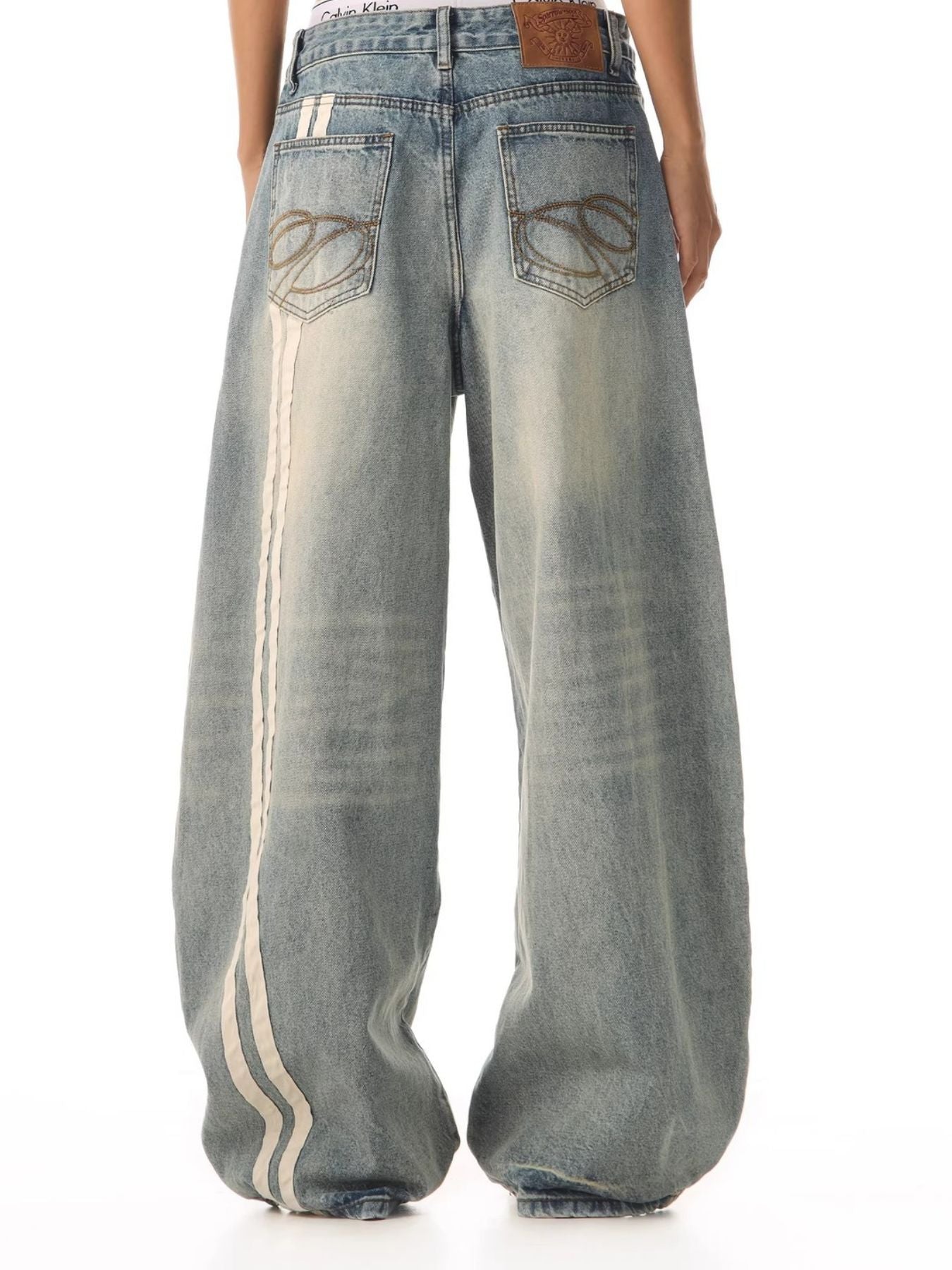 Men's Full Size Vintage Wash Wide Leg Jeans Plus Size - URBANPICK FASHION