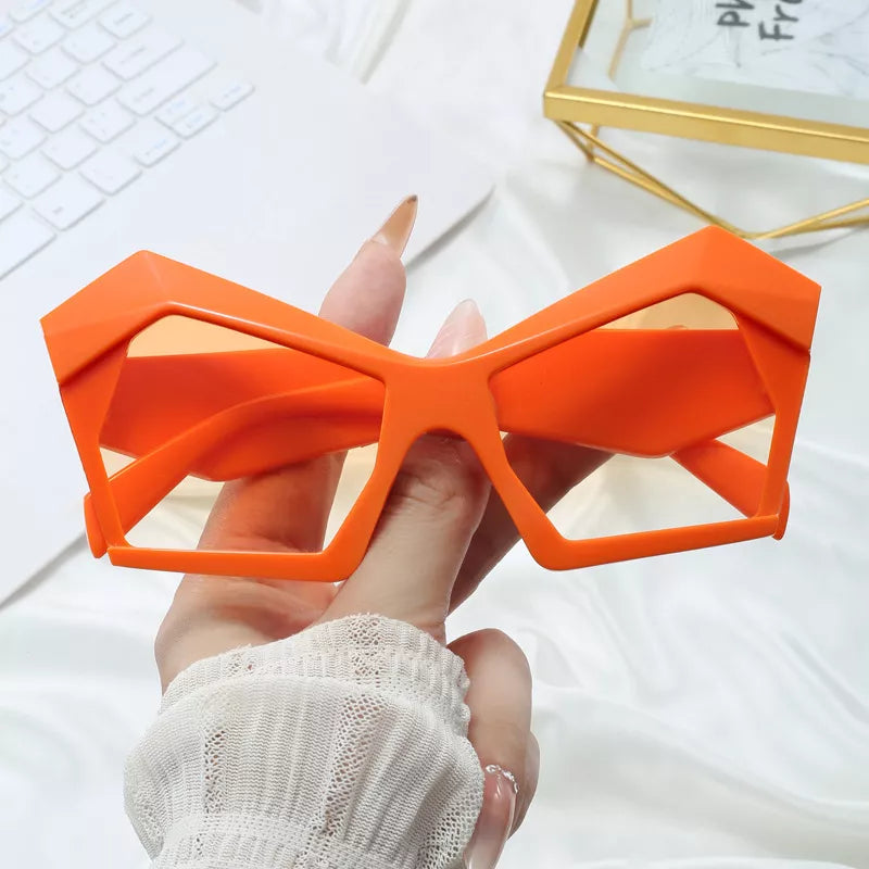 Oversized Geometric Orange Fashion Sunglasses - URBANPICK FASHION