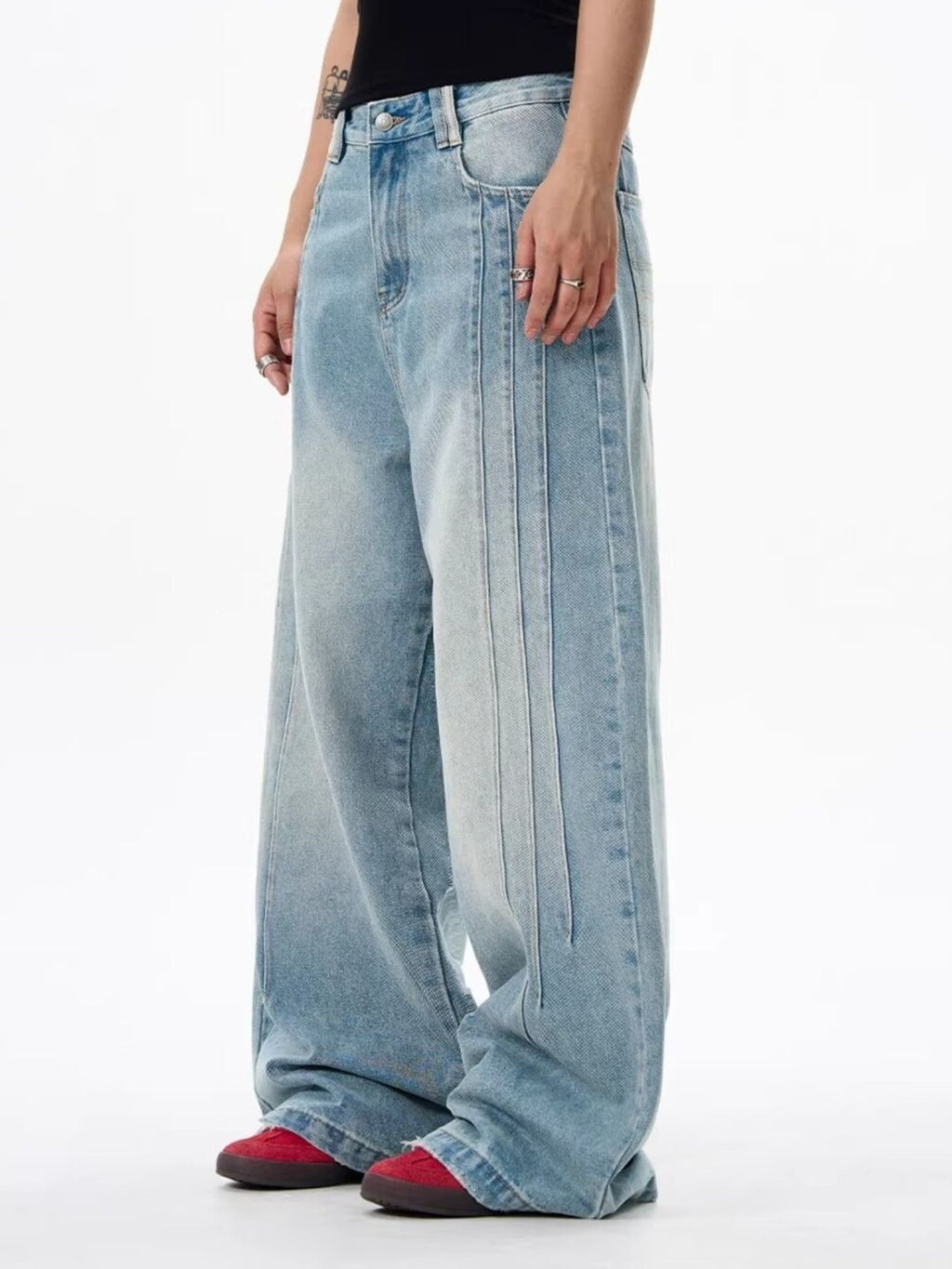 Men's Full Size Wide Leg Washed Jeans Plus Size - URBANPICK FASHION