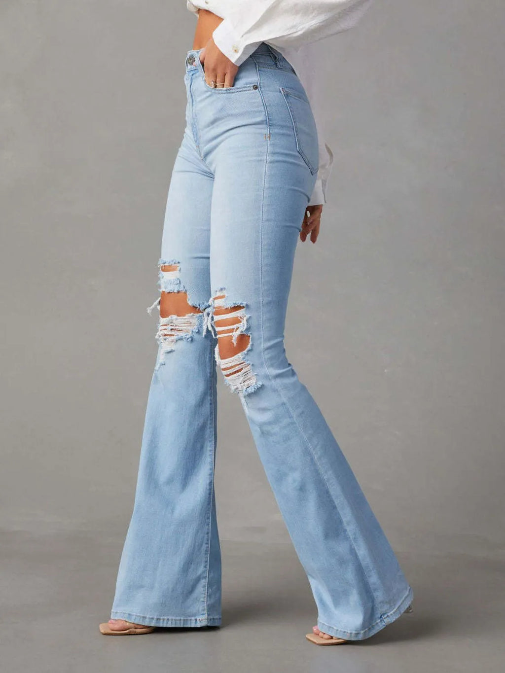 Distressed Jeans with Pockets - URBANPICK FASHION