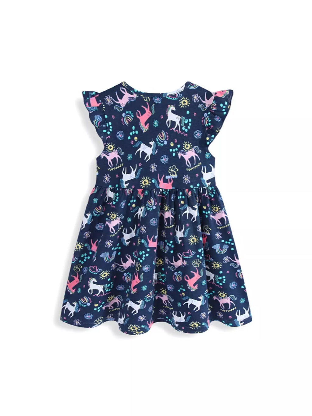 Children's Unicorn Print Ruffle Sleeve Dress - URBANPICK FASHION