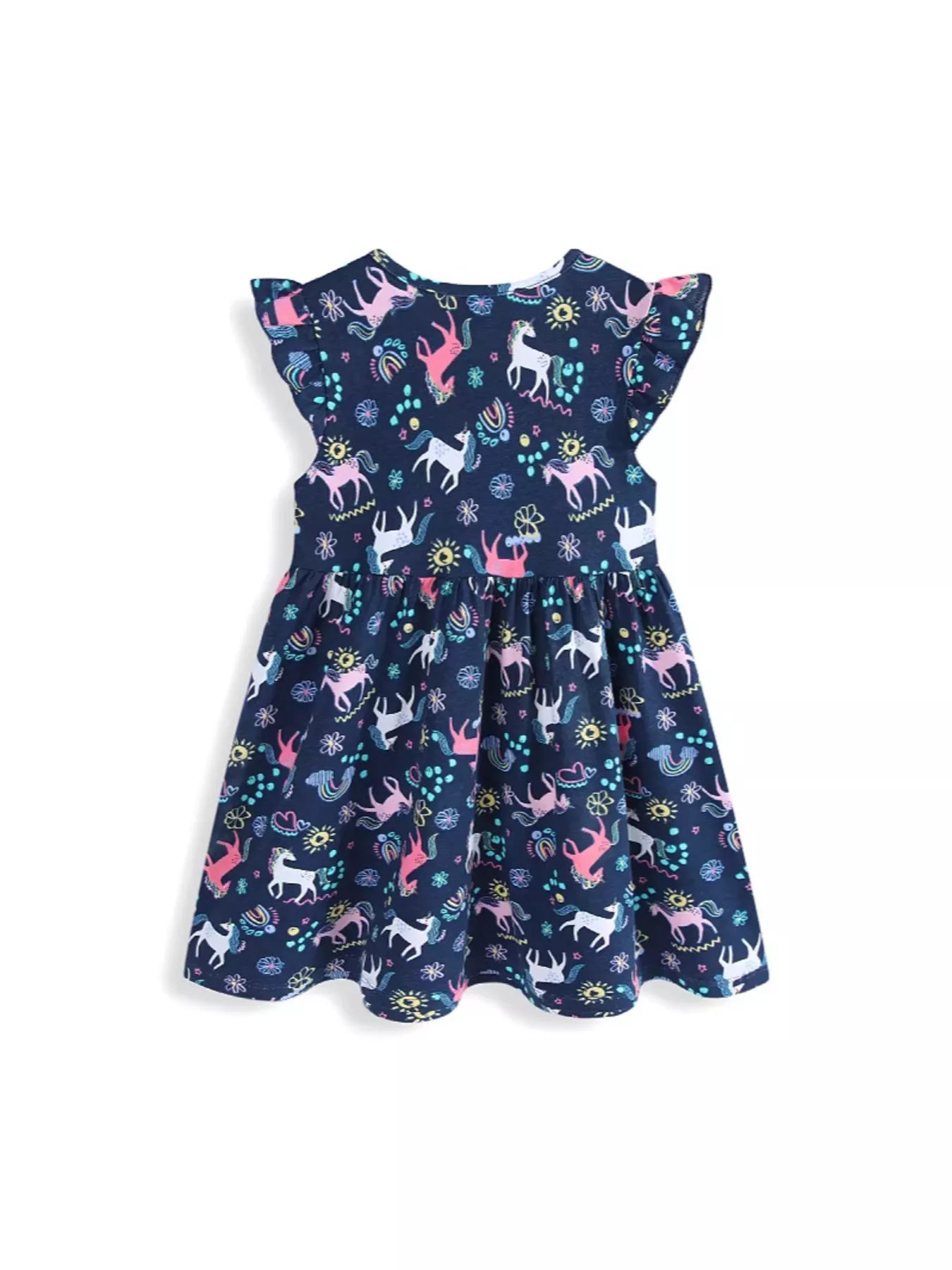 Children's Unicorn Print Ruffle Sleeve Dress - URBANPICK FASHION