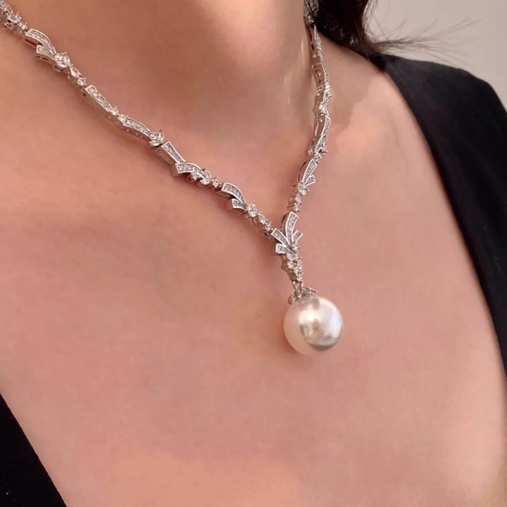 Zircon Pearl Pendant Necklace - URBANPICK FASHION