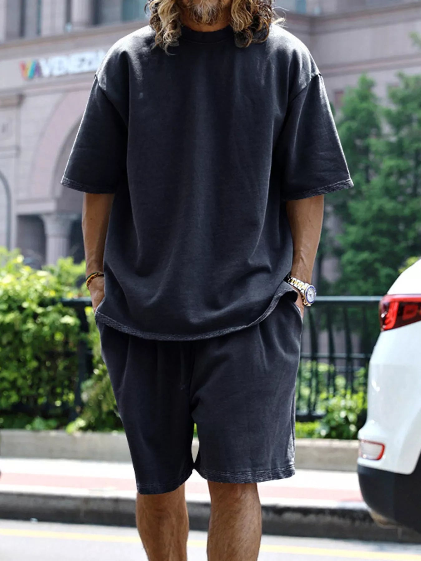 Men's Full Size Relaxed Fit T-Shirt & Shorts Set Plus Size - URBANPICK FASHION