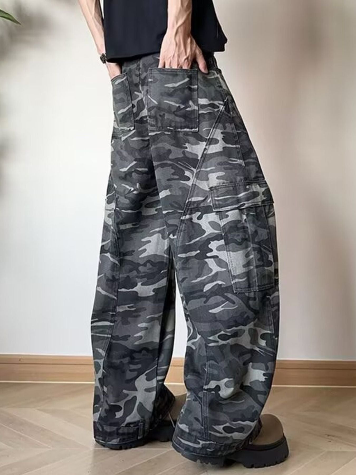 Men's Full Size Loose Fit Camo Cargo Jeans Plus Size - URBANPICK FASHION