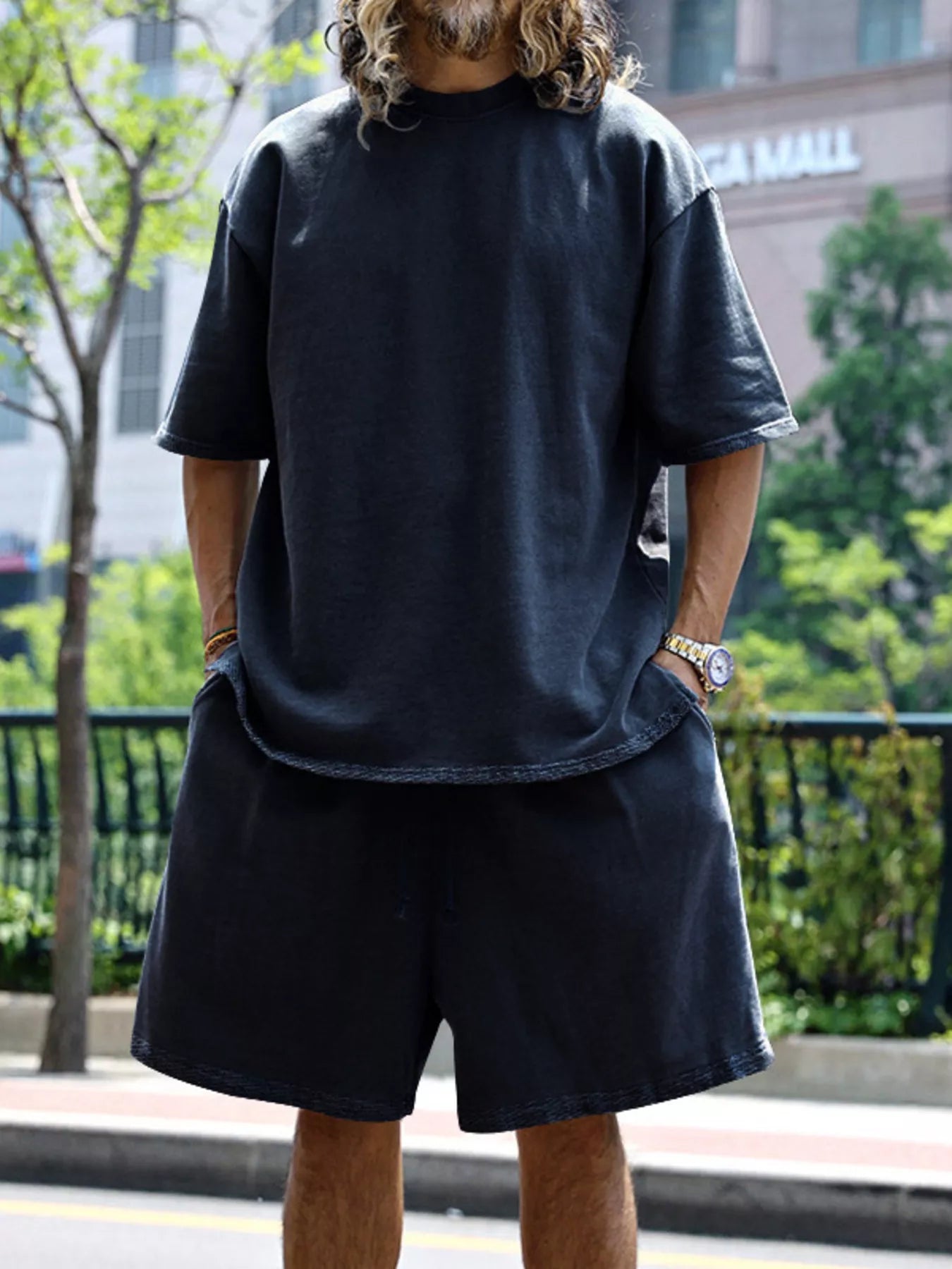 Men's Full Size Relaxed Fit T-Shirt & Shorts Set Plus Size - URBANPICK FASHION