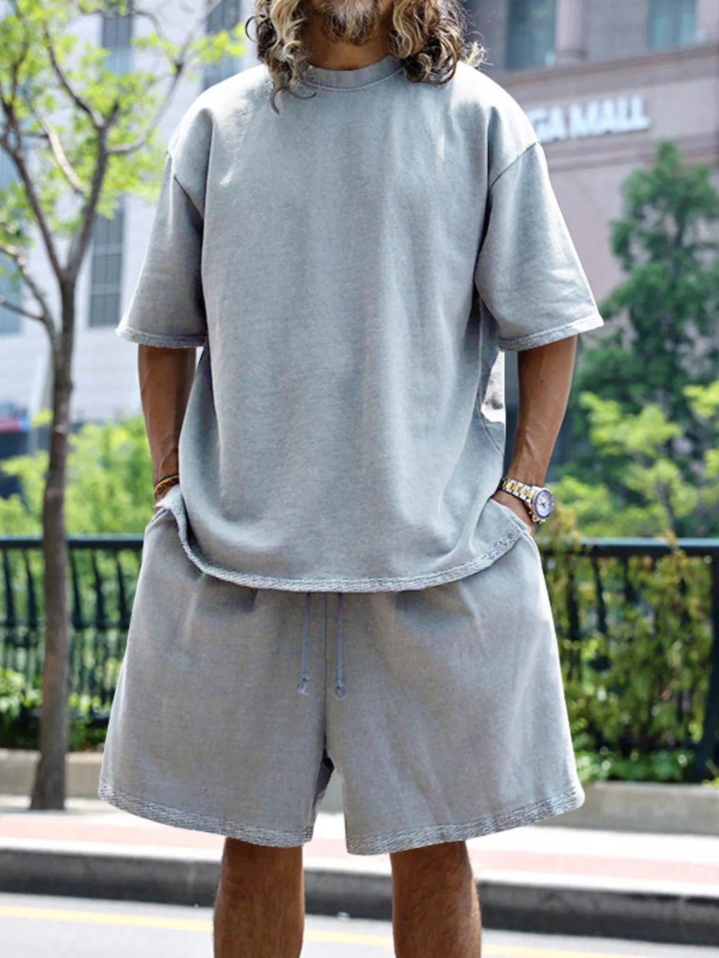 Men's Full Size Relaxed Fit T-Shirt & Shorts Set Plus Size - URBANPICK FASHION