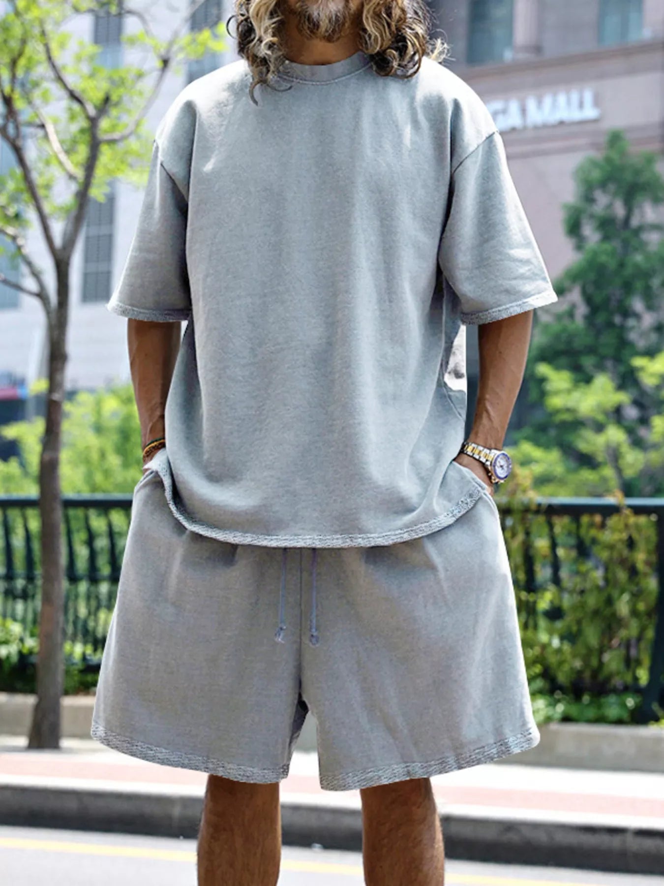 Men's Full Size Relaxed Fit T-Shirt & Shorts Set Plus Size - URBANPICK FASHION