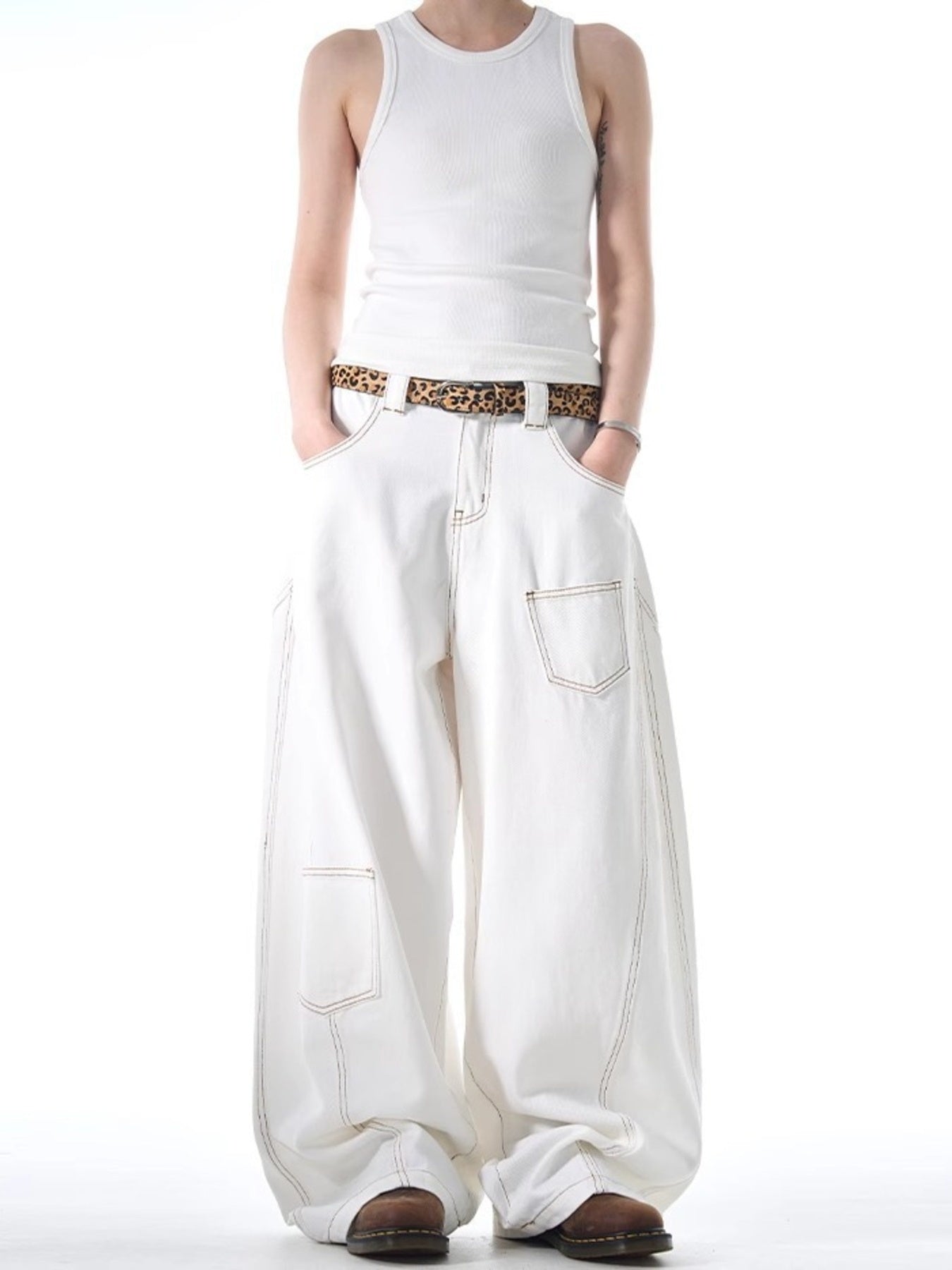 Men's Full Size Wide Leg Jeans with Pockets Plus Size - URBANPICK FASHION