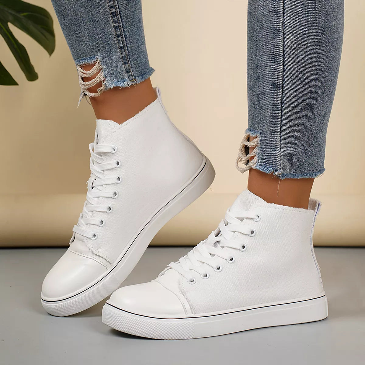 Round Toe Lace Up Sneakers - URBANPICK FASHION