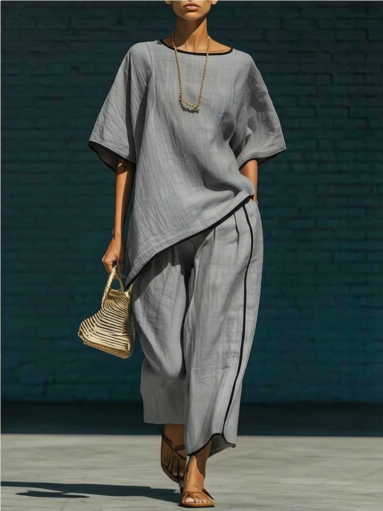 Women's Casual Resort Loose Short-Sleeve Top & Pants Set - URBANPICK FASHION