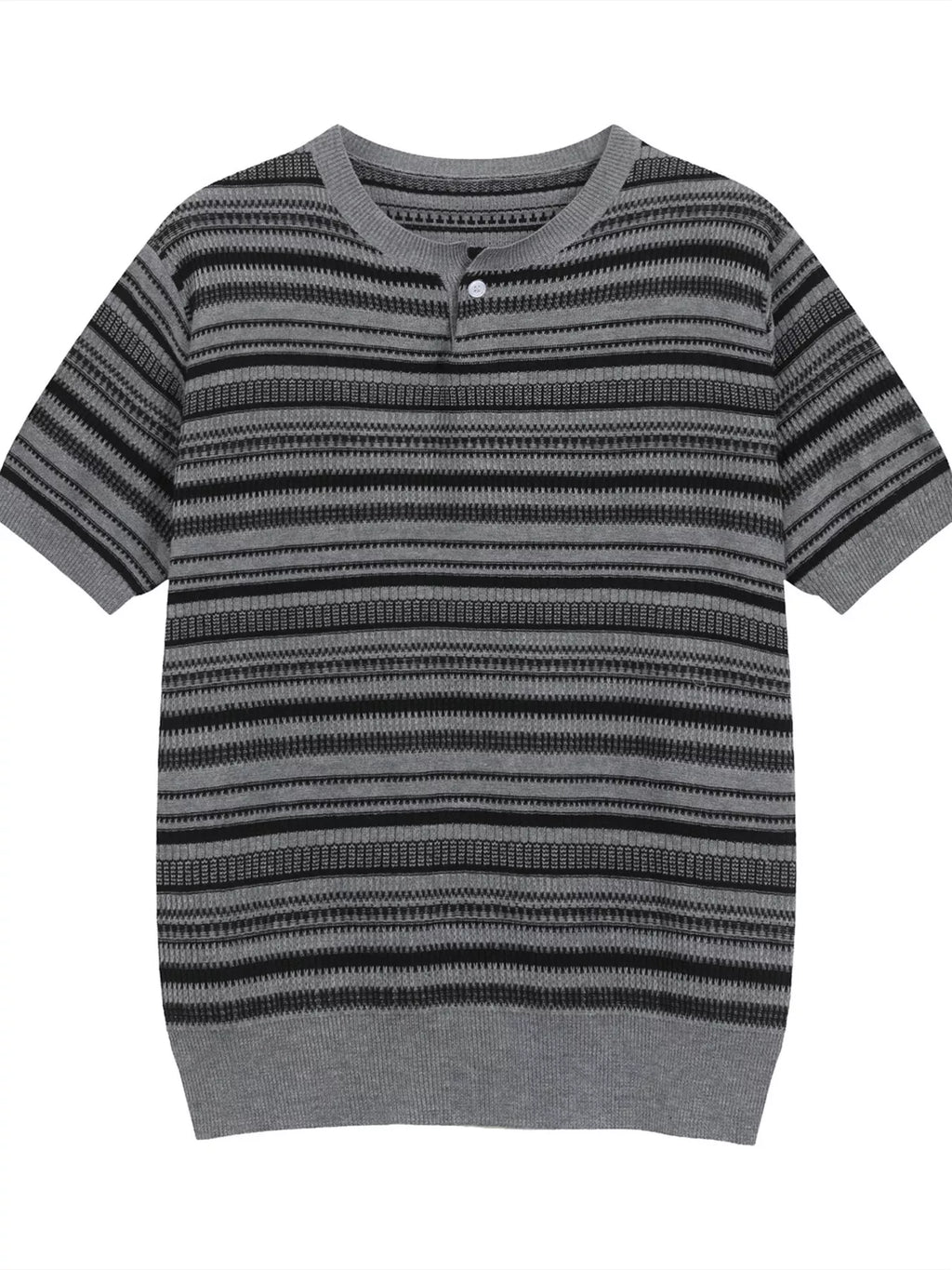 Men's Striped Knit Henley T-Shirt - URBANPICK FASHION