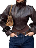 Vintage Style Slim Fit Leather Jacket - URBANPICK FASHION