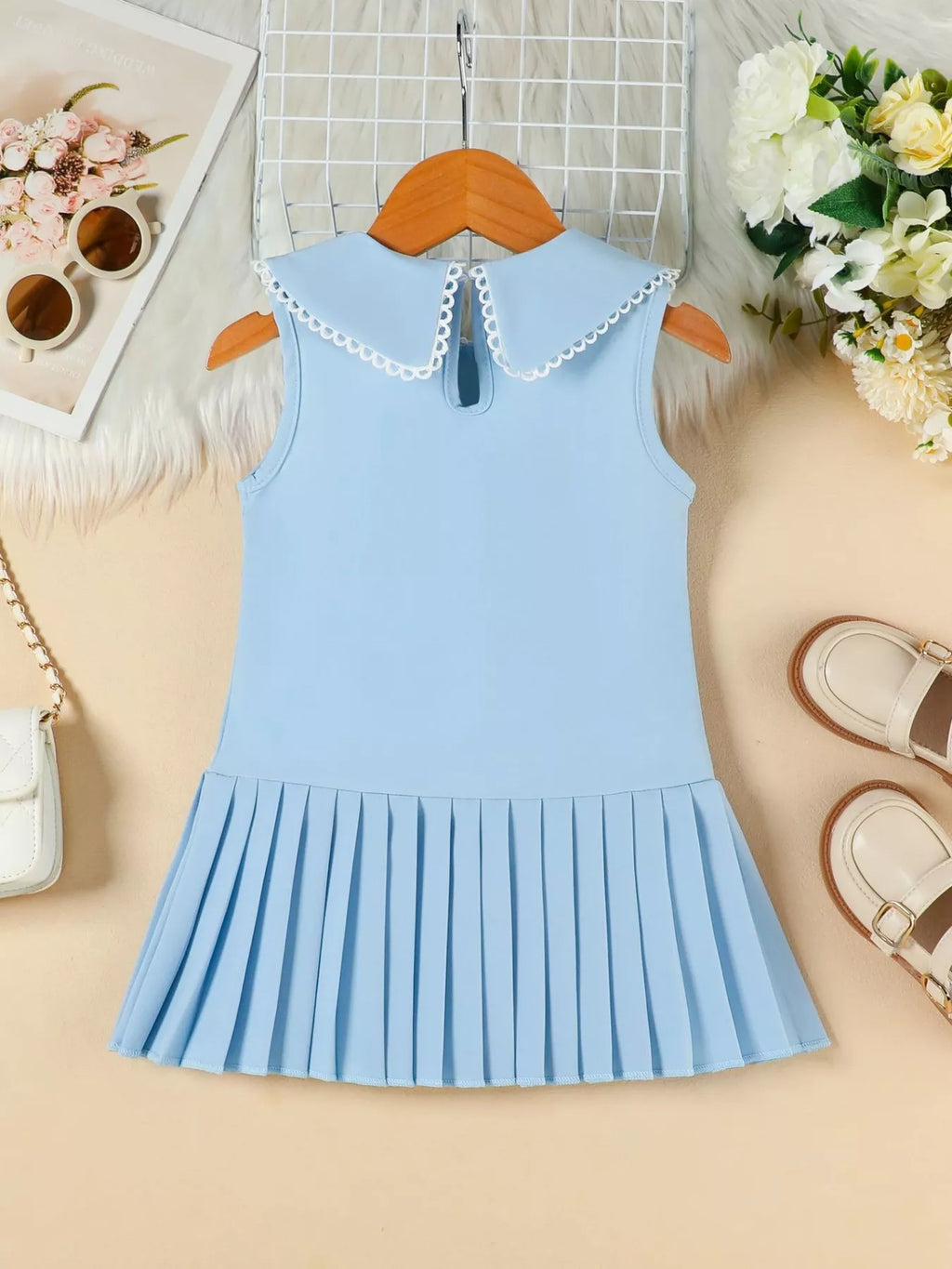 Children's Bow-Accented Pleated Dress - URBANPICK FASHION