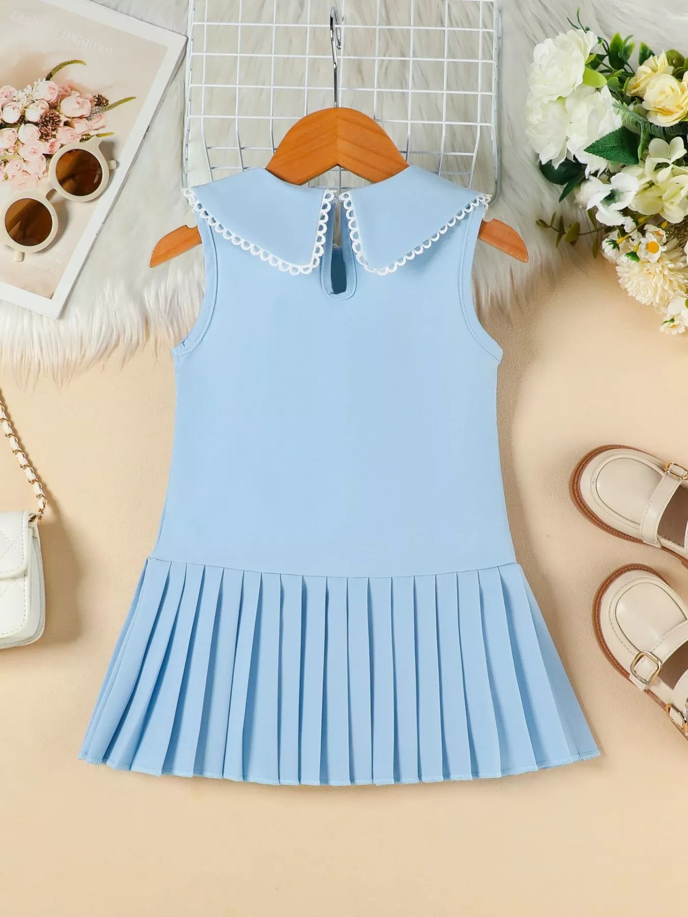 Children's Bow-Accented Pleated Dress - URBANPICK FASHION