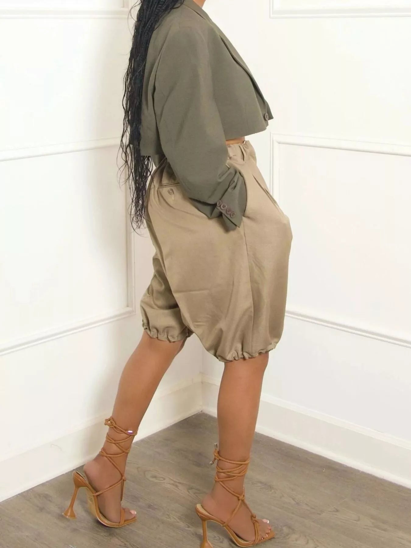 Pleated Detail High Waist Shorts - URBANPICK FASHION