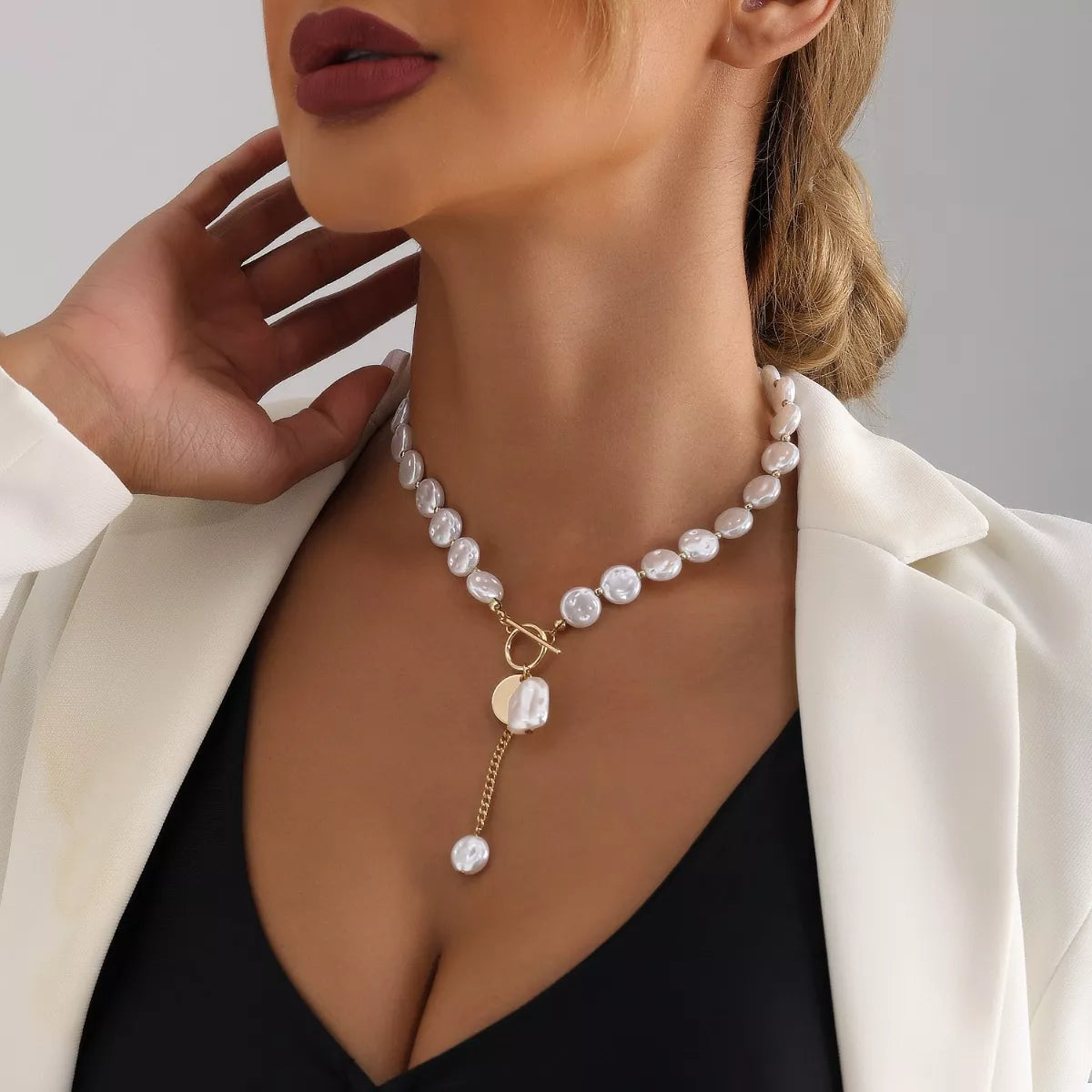 18K Gold-Plated Pearl Drop Necklace - URBANPICK FASHION