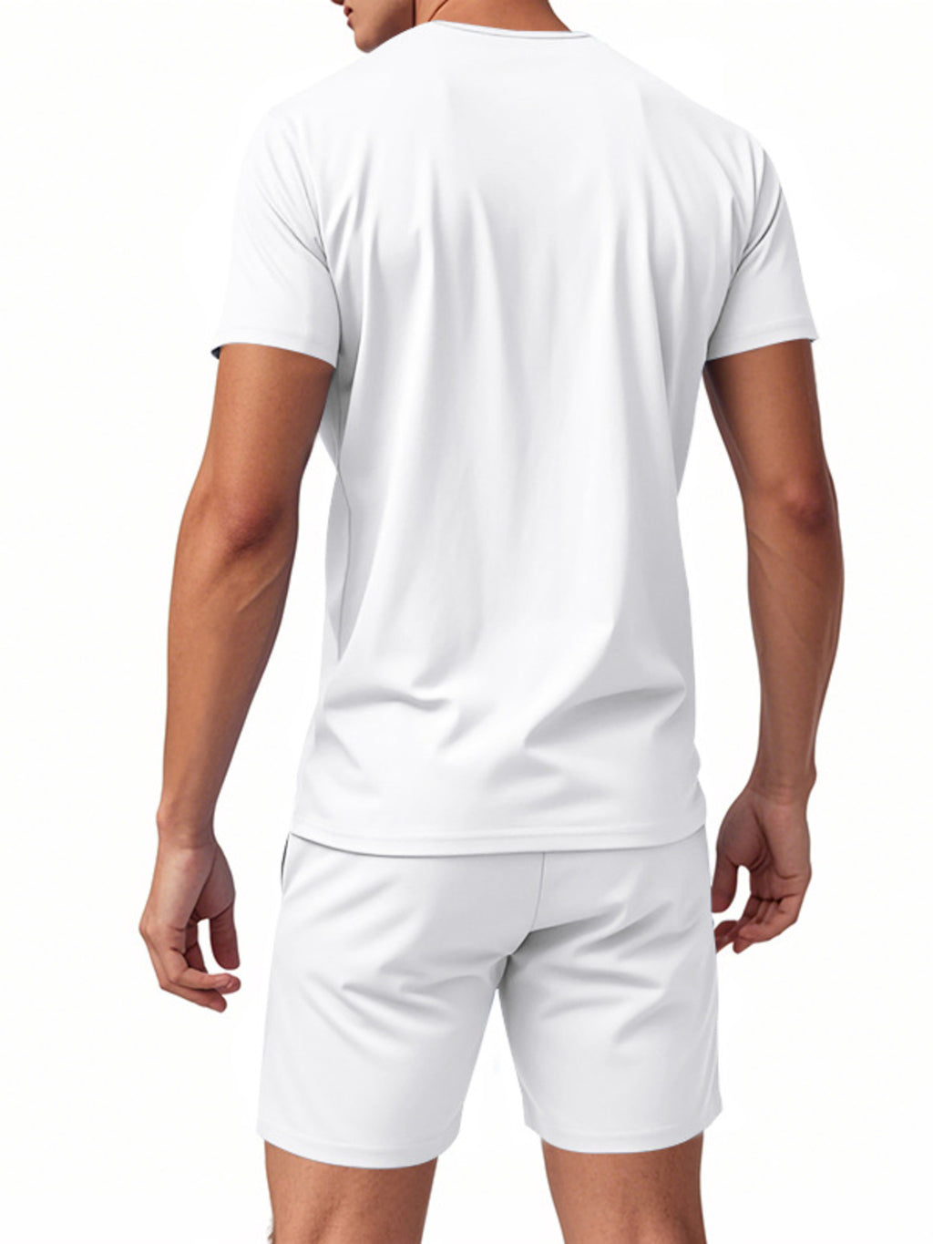 Men's Full Size V-Neck Short Sleeve T-Shirt and Shorts Set Plus Size - URBANPICK FASHION