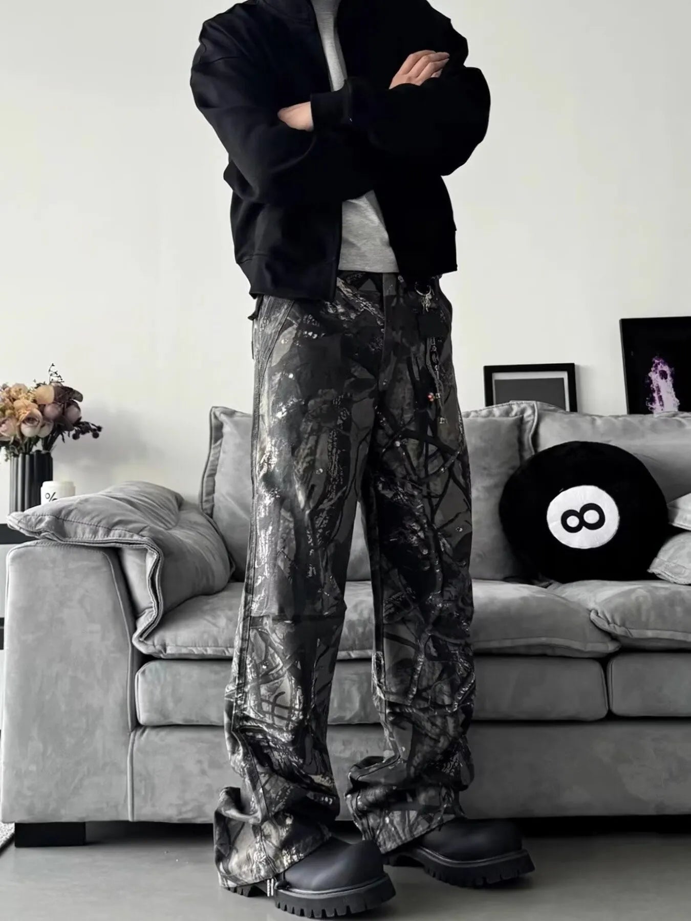 Men's Full Size Camo Print Relaxed Fit Jeans Plus Size - URBANPICK FASHION