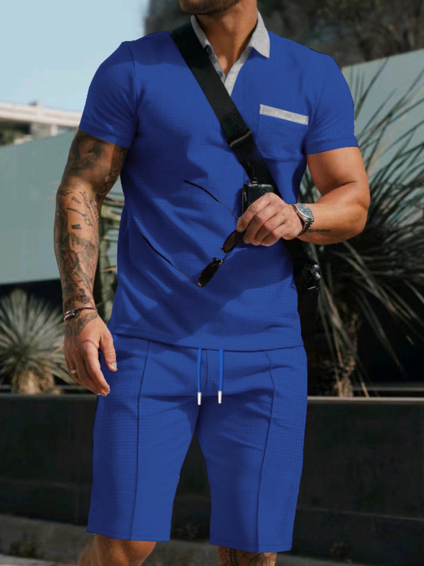 Men's Full Size Casual Short Sleeve Polo & Shorts Set Plus Size - URBANPICK FASHION