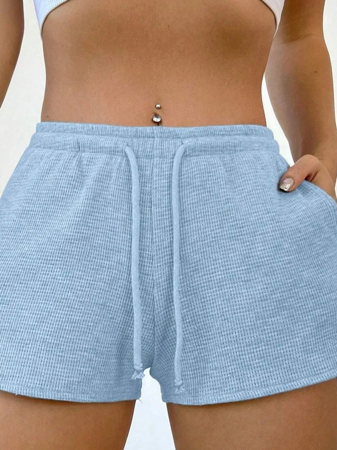 Drawstring Shorts with Pockets - URBANPICK FASHION