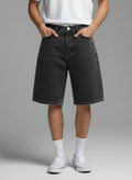 BAGGY FIT DENIM SHORTS: Black / 40