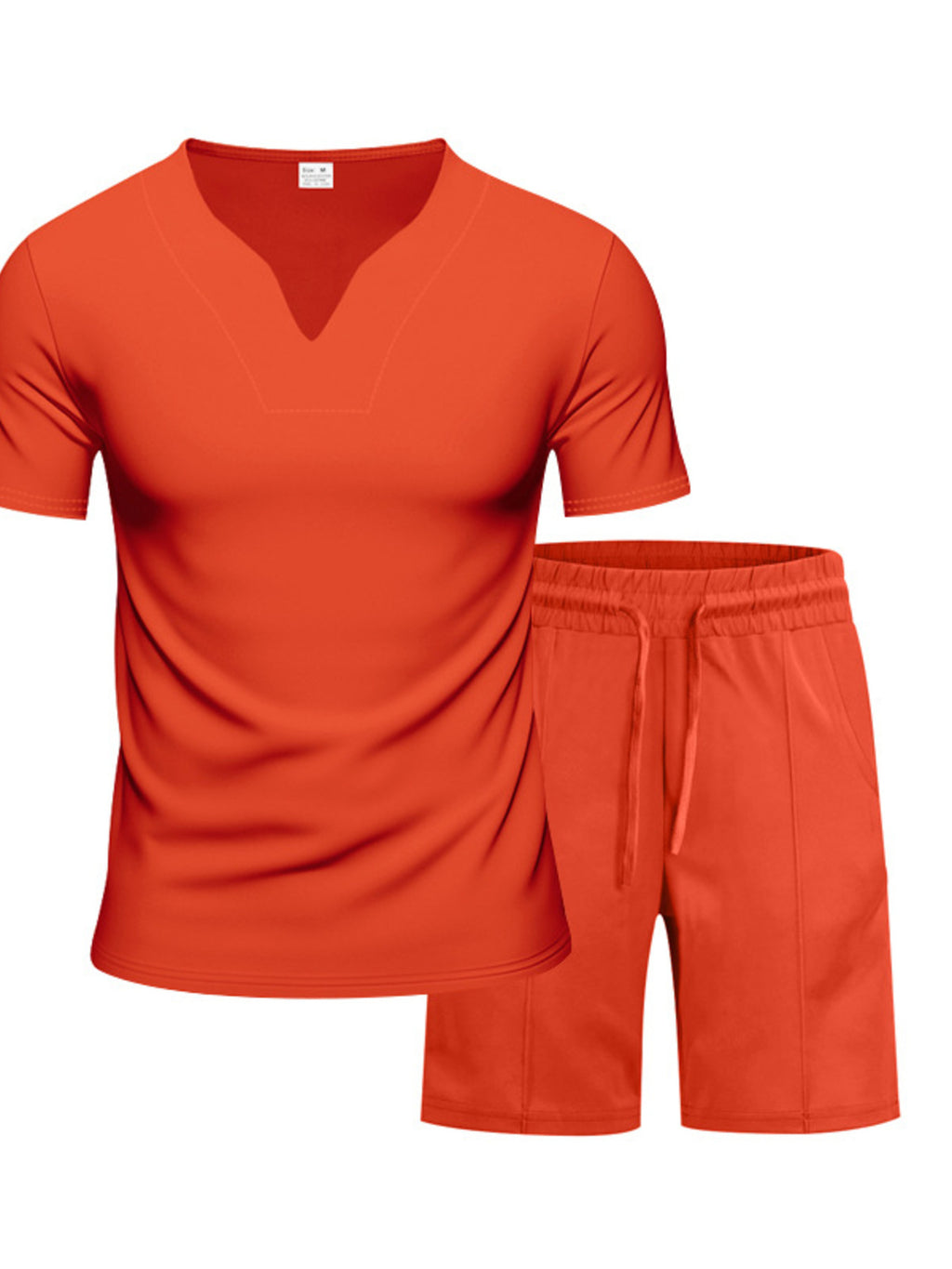 Men's Full Size V-Neck Short Sleeve T-Shirt and Shorts Set Plus Size - URBANPICK FASHION