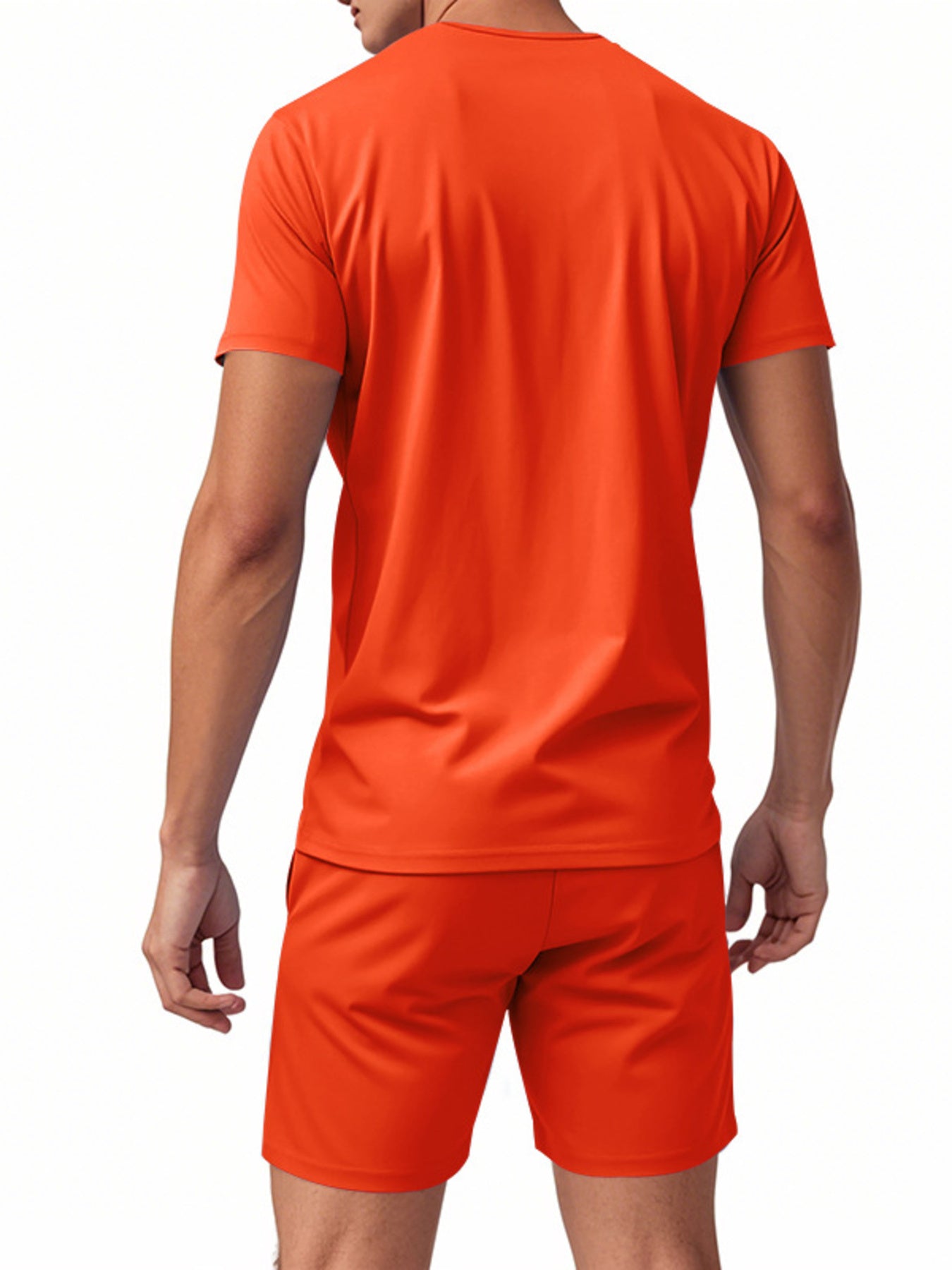 Men's Full Size V-Neck Short Sleeve T-Shirt and Shorts Set Plus Size - URBANPICK FASHION