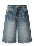 Men's Wash Wide-Leg Denim Shorts - URBANPICK FASHION