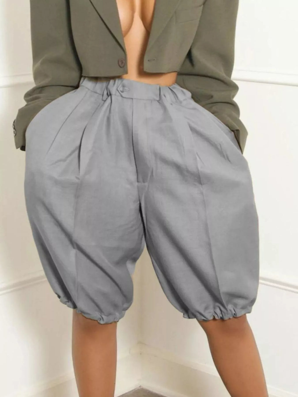 Pleated Detail High Waist Shorts - URBANPICK FASHION