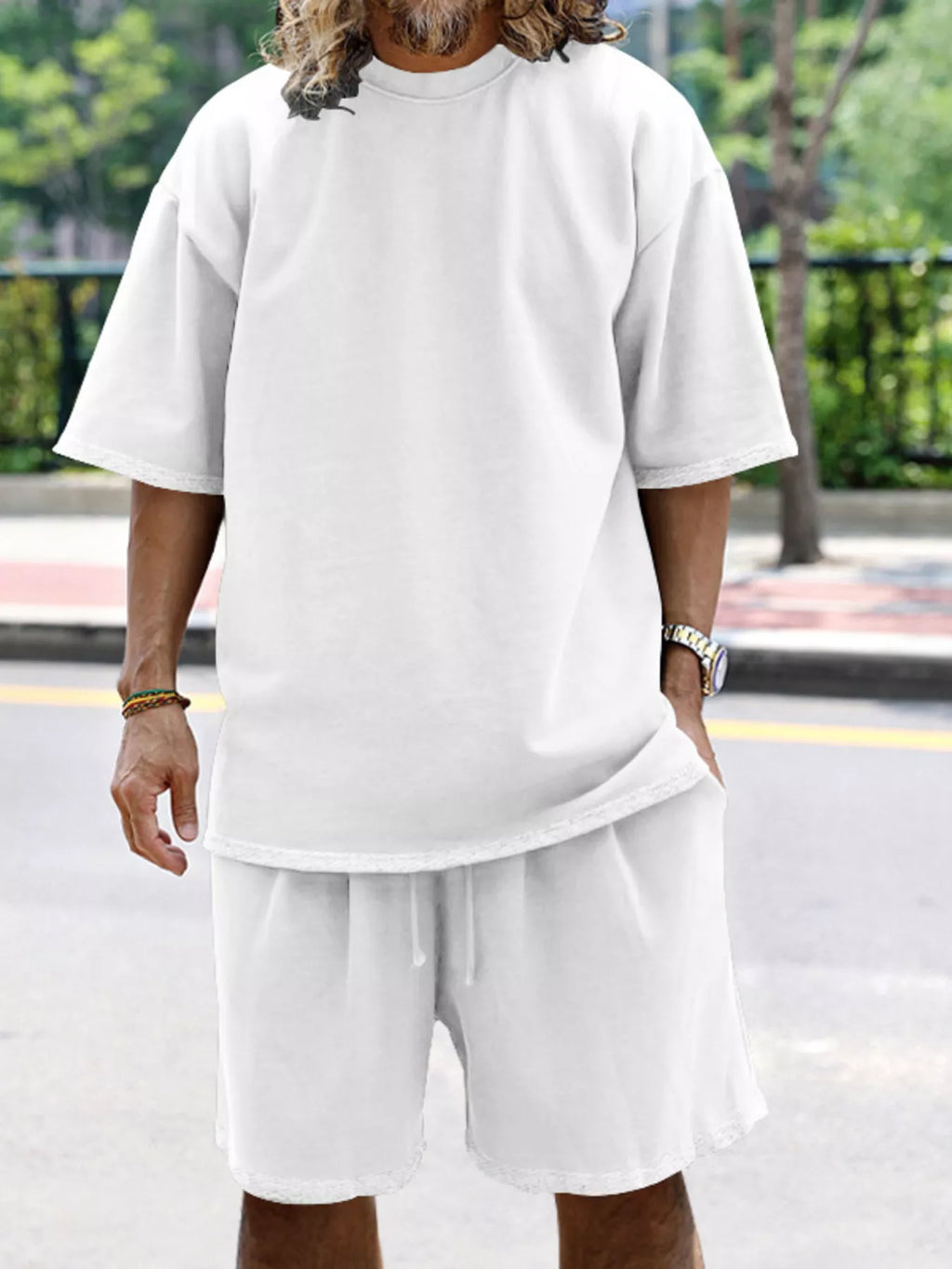 Men's Full Size Relaxed Fit T-Shirt & Shorts Set Plus Size - URBANPICK FASHION