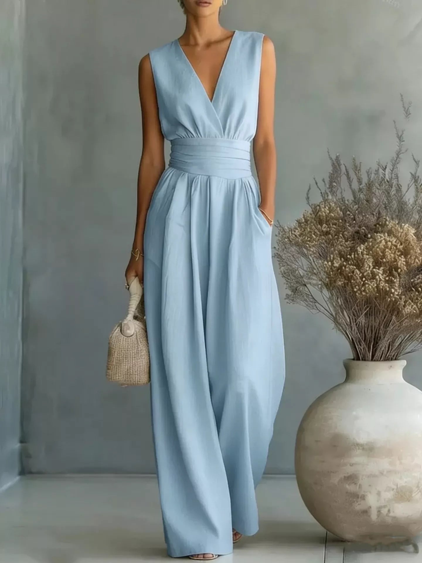 Full Size Sleeveless Wide-Leg Jumpsuit Plus Size - URBANPICK FASHION