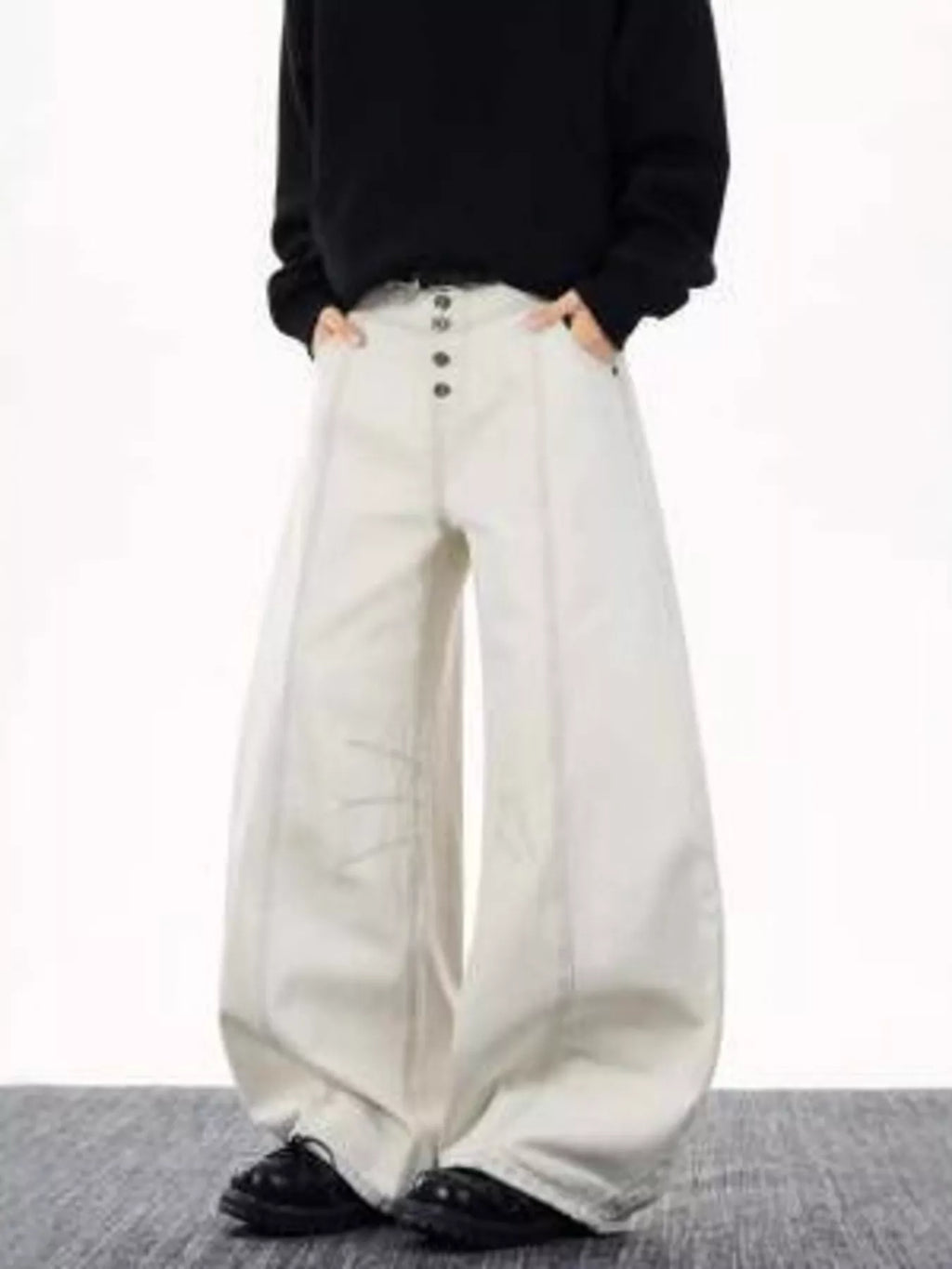 Men's Full Size Wide Leg Button-Fly Jeans Plus Size - URBANPICK FASHION