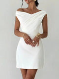 Elegant Off-Shoulder Draped Mini Dress - URBANPICK FASHION