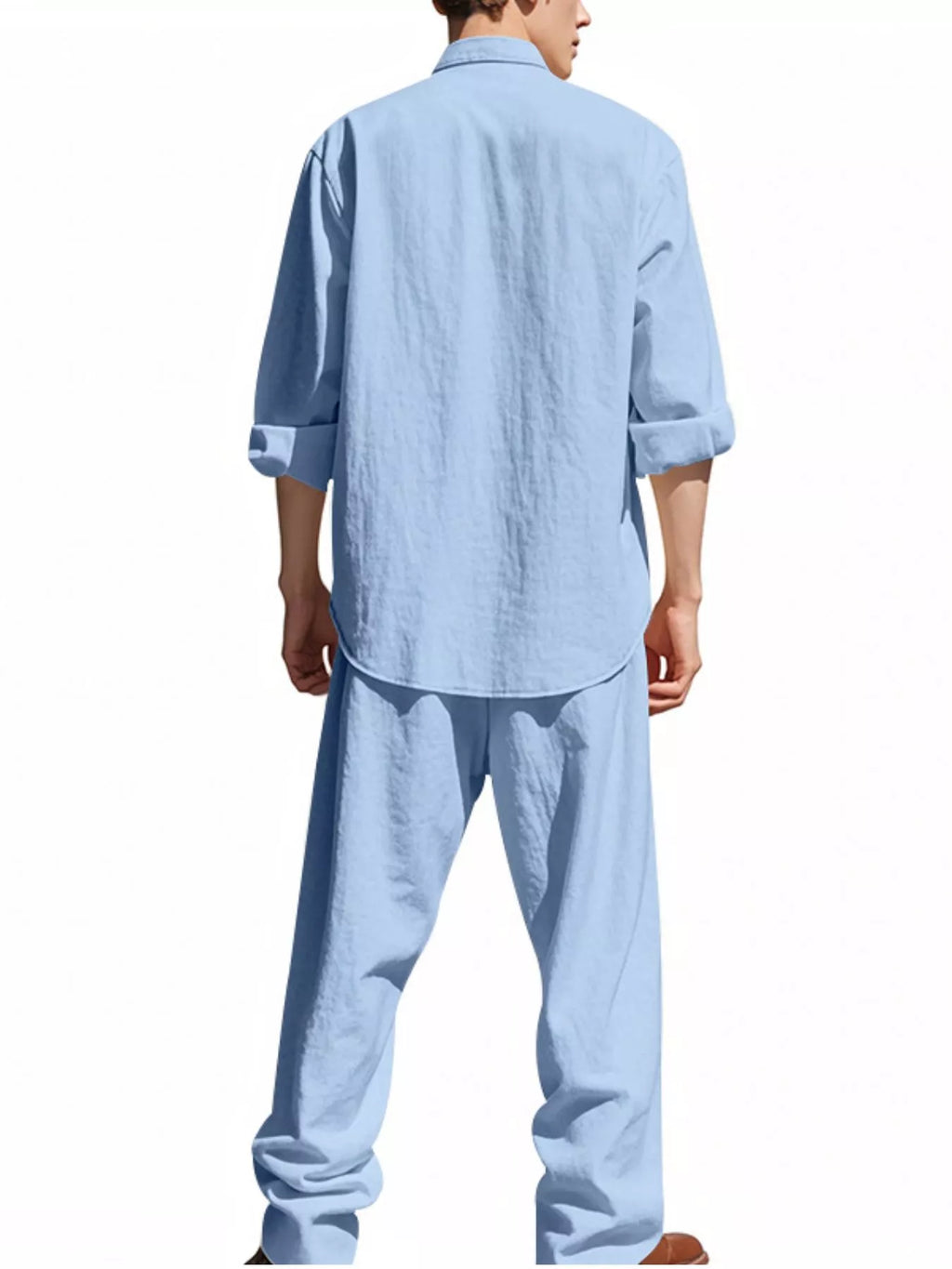 Men's Full Size Casual Button Up Shirt and Pants Plus Size - URBANPICK FASHION
